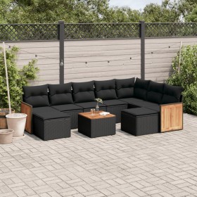Set de sofás de jardín 10 pzas cojines ratán sintético negro de , Conjuntos de jardín - Ref: Foro24-3228225, Precio: 568,80 €...