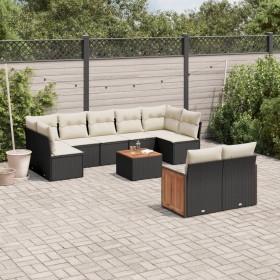 Set de sofás de jardín 10 pzas cojines ratán sintético negro de , Conjuntos de jardín - Ref: Foro24-3227974, Precio: 546,85 €...
