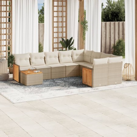Juego de sofás jardín con cojines beige 10 pzas ratán sintético de , Conjuntos de jardín - Ref: Foro24-3227997, Precio: 611,6...