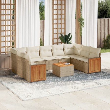 Juego de sofás jardín con cojines beige 10 pzas ratán sintético de , Conjuntos de jardín - Ref: Foro24-3227962, Precio: 611,6...