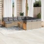 Set sofás de jardín con cojines 13 pzas ratán sintético beige de , Conjuntos de jardín - Ref: Foro24-3228271, Precio: 810,46 ...