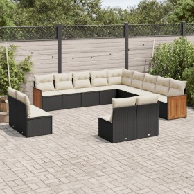 Set de sofás de jardín y cojines 13 pzas ratán sintético negro de , Conjuntos de jardín - Ref: Foro24-3228163, Precio: 728,14...