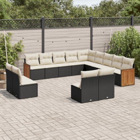 Set de sofás de jardín y cojines 13 pzas ratán sintético negro de , Conjuntos de jardín - Ref: Foro24-3228163, Precio: 728,14...