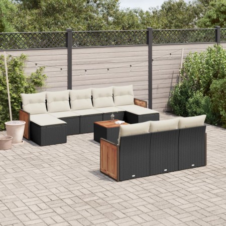 Set de sofás de jardín 11 pzas y cojines ratán sintético negro de , Conjuntos de jardín - Ref: Foro24-3228100, Precio: 573,93...