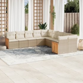 Juego de sofás jardín con cojines beige 10 pzas ratán sintético de , Conjuntos de jardín - Ref: Foro24-3228032, Precio: 625,3...