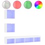 Muebles de TV de pared con LED 5 pzas madera ingeniería blanco en Muebles TV | Comprar online en Foru.es