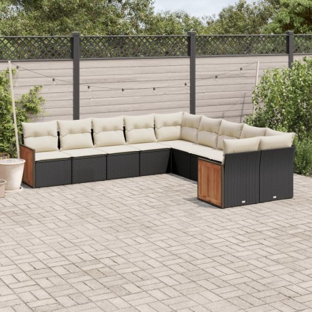 Set de sofás de jardín 10 pzas cojines ratán sintético negro de , Conjuntos de jardín - Ref: Foro24-3228030, Precio: 549,96 €...