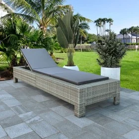 Tumbona con cojín de ratán sintético gris de vidaXL, Tumbonas - Ref: Foro24-46236, Precio: 162,58 €, Descuento: %
