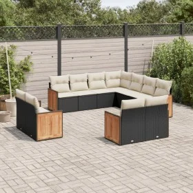 Set de sofás de jardín 11 pzas y cojines ratán sintético negro de , Conjuntos de jardín - Ref: Foro24-3228177, Precio: 756,33...
