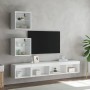 Muebles de TV de pared con LED 5 pzas madera ingeniería blanco en Muebles TV | Comprar online en Foru.es
