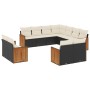 Set de sofás de jardín 11 pzas y cojines ratán sintético negro de , Conjuntos de jardín - Ref: Foro24-3228177, Precio: 720,24...