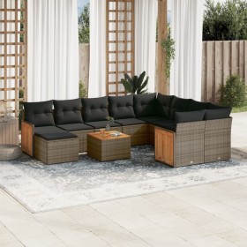 Set de sofás de jardín 11 pzas y cojines ratán sintético gris de , Conjuntos de jardín - Ref: Foro24-3228244, Precio: 621,42 ...