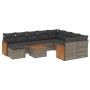 Set de sofás de jardín 11 pzas y cojines ratán sintético gris de , Conjuntos de jardín - Ref: Foro24-3228244, Precio: 621,42 ...