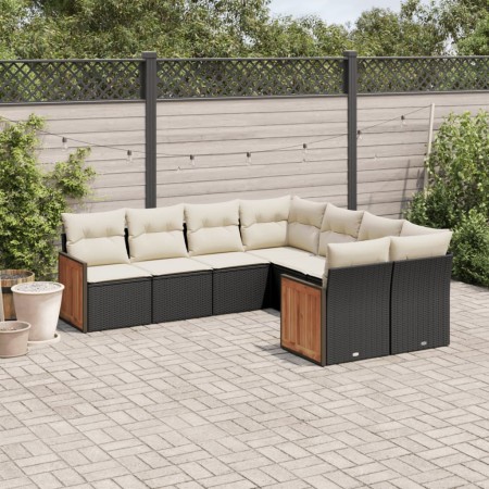 Set de sofás de jardín 8 piezas y cojines ratán sintético negro de , Conjuntos de jardín - Ref: Foro24-3228233, Precio: 457,3...
