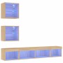 Muebles TV pared con LED 5 pzas madera ingeniería roble Sonoma en Muebles TV | Comprar online en Foru.es