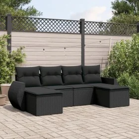6-piece garden sofa set and black synthetic rattan cushions by , Modular outdoor sofas - Ref: Foro24-3221714, Price: 372,60 €...
