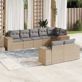 Juego de sofás de jardín con cojines beige 8 pzas ratán PE de , Conjuntos de jardín - Ref: Foro24-3222818, Precio: 563,55 €, ...