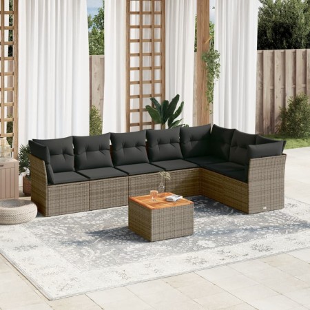 Set de sofás de jardín 8 pzas y cojines ratán sintético gris de , Conjuntos de jardín - Ref: Foro24-3223680, Precio: 457,11 €...