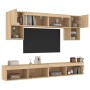 Muebles TV pared con LED 6 pzas madera ingeniería roble Sonoma en Muebles TV | Comprar online en Foru.es