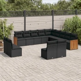 Set de sofás de jardín y cojines 13 pzas ratán sintético negro de , Conjuntos de jardín - Ref: Foro24-3260564, Precio: 793,81...