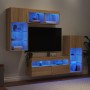 Muebles TV pared con LED 5 pzas madera ingeniería roble Sonoma en Muebles TV | Comprar online en Foru.es
