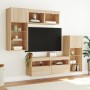 Muebles TV pared con LED 5 pzas madera ingeniería roble Sonoma en Muebles TV | Comprar online en Foru.es