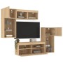 Muebles TV pared con LED 5 pzas madera ingeniería roble Sonoma en Muebles TV | Comprar online en Foru.es