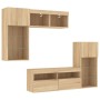 Muebles TV pared con LED 5 pzas madera ingeniería roble Sonoma en Muebles TV | Comprar online en Foru.es