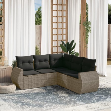 Juego de sofás jardín con cojines 5 pzas ratán sintético gris de , Conjuntos de jardín - Ref: Foro24-3221349, Precio: 337,09 ...