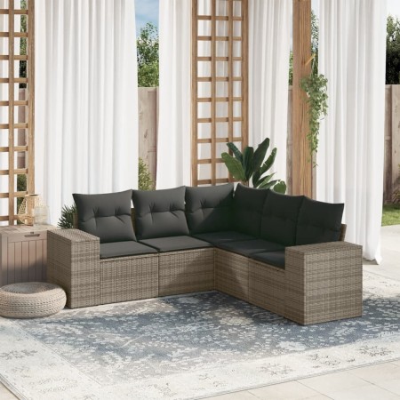 Juego de sofás jardín con cojines 5 pzas ratán sintético gris de , Conjuntos de jardín - Ref: Foro24-3222549, Precio: 334,82 ...