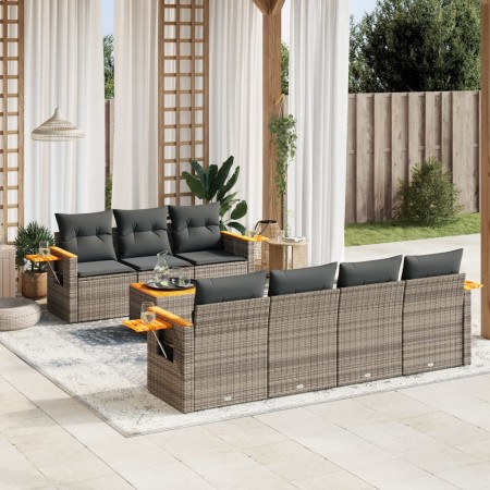 Set de sofás de jardín 8 pzas y cojines ratán sintético gris de , Conjuntos de jardín - Ref: Foro24-3226648, Precio: 492,74 €...
