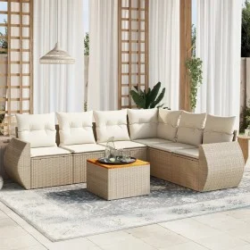Set sofás de jardín 7 piezas y cojines ratán sintético beige de , Conjuntos de jardín - Ref: Foro24-3225022, Precio: 511,54 €...