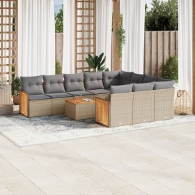 Set de sofás de jardín 11pzas con cojines ratán sintético beige de , Conjuntos de jardín - Ref: Foro24-3228026, Precio: 658,9...