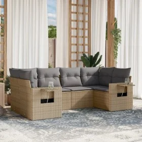 Juego de sofás jardín con cojines 6 pzas ratán sintético beige de , Conjuntos de jardín - Ref: Foro24-3252916, Precio: 450,73...