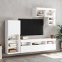 Muebles de TV de pared con LED 6 pzas madera ingeniería blanco en Muebles TV | Comprar online en Foru.es