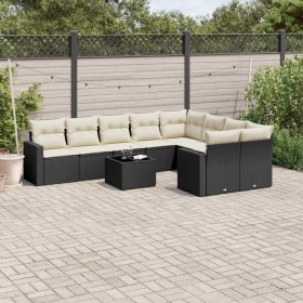 Set de sofás de jardín 10 pzas cojines ratán sintético negro de , Conjuntos de jardín - Ref: Foro24-3219436, Precio: 549,28 €...