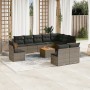 Set de sofás de jardín 11 pzas y cojines ratán sintético gris de , Conjuntos de jardín - Ref: Foro24-3227761, Precio: 620,83 ...