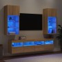 Muebles TV pared con LED 5 pzas madera ingeniería roble Sonoma en Muebles TV | Comprar online en Foru.es