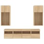 Muebles TV pared con LED 5 pzas madera ingeniería roble Sonoma en Muebles TV | Comprar online en Foru.es