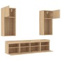Muebles TV pared con LED 5 pzas madera ingeniería roble Sonoma en Muebles TV | Comprar online en Foru.es