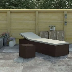 Gartenliege mit Kissen und braunem Kunstrattantisch von vidaXL, Liegen - Ref: Foro24-46226, Preis: 154,42 €, Rabatt: %