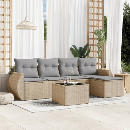 Juego de sofás jardín con cojines 6 pzas ratán sintético beige de , Conjuntos de jardín - Ref: Foro24-3221298, Precio: 358,15...