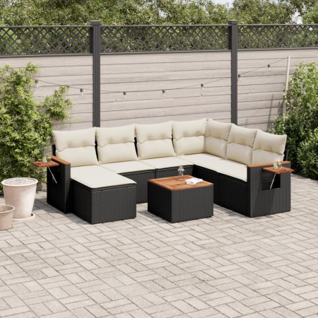 Set de sofás de jardín 8 piezas y cojines ratán sintético negro de , Conjuntos de jardín - Ref: Foro24-3227050, Precio: 438,3...