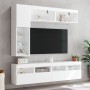 Mueble de pared de TV con luces LED 7 piezas blanco en Muebles TV | Comprar online en Foru.es