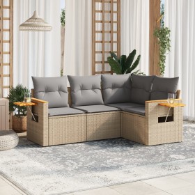 Juego de sofás jardín con cojines 4 pzas ratán sintético beige de , Conjuntos de jardín - Ref: Foro24-3226773, Precio: 288,69...