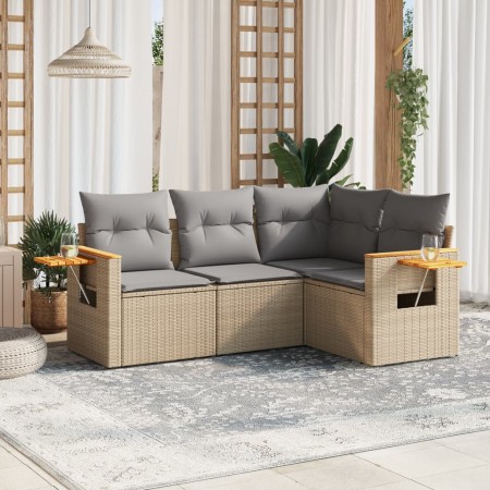 Juego de sofás jardín con cojines 4 pzas ratán sintético beige de , Conjuntos de jardín - Ref: Foro24-3226773, Precio: 288,69...