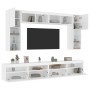 Mueble de pared de TV con luces LED 8 piezas blanco en Muebles TV | Comprar online en Foru.es