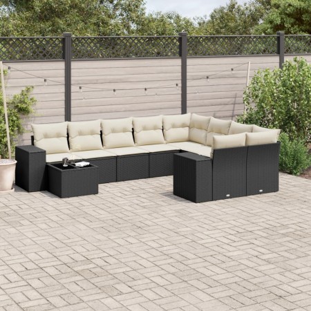 Set de sofás de jardín 10 pzas cojines ratán sintético negro de , Conjuntos de jardín - Ref: Foro24-3223055, Precio: 565,72 €...