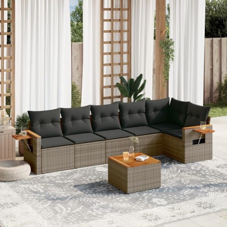 Set de sofás de jardín 7 piezas con cojines ratán PE gris de , Conjuntos de jardín - Ref: Foro24-3226837, Precio: 415,99 €, D...
