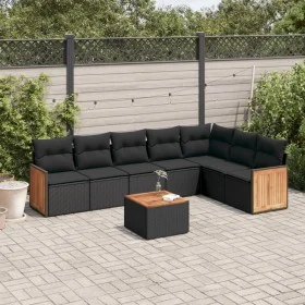 Set de sofás de jardín 8 piezas y cojines ratán sintético negro de , Conjuntos de jardín - Ref: Foro24-3227714, Precio: 493,8...